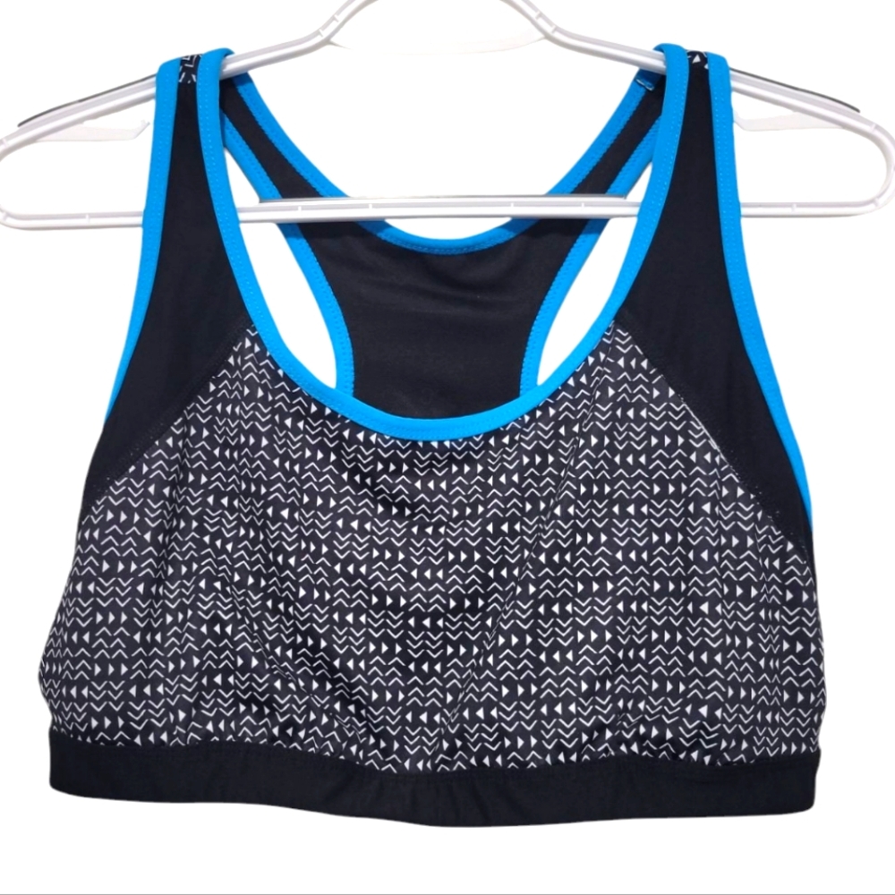 Xersion Black and Blue Women's Sports Bra XL